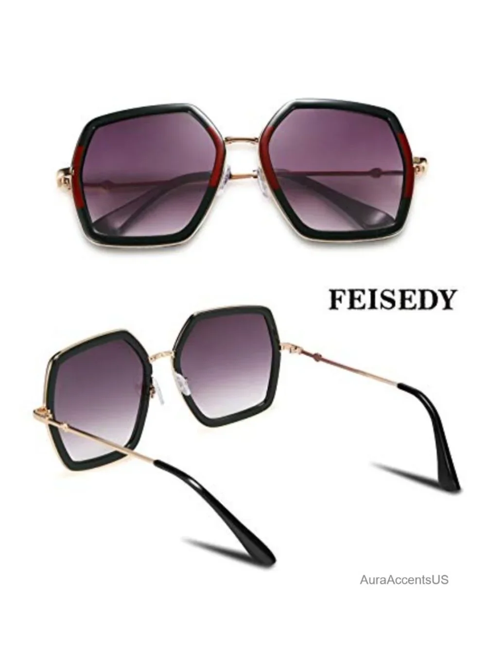 Oversized Geometric Hexagon Square Sunglasses UV400 Full Frame Retro